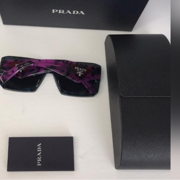 Authentic New PRADAAcetate Symbole Sunglasses SPR 23Y Slate Grey Purple - Picture 4 of 4